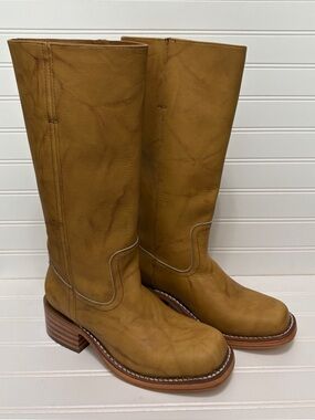 FRYE Campus 14L Banana Tan Montana Leather Tall Boots Womens Size 7.5 B NEW